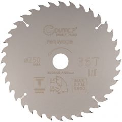 Диск пильный Cutop (Кутоп) по дереву с тефлоновым покрытием 36Т, Profi plus, 250х1,8/2,6х32/30/25,4/20 мм 75-25036Т