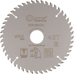 Диск пильный Cutop (Кутоп) по дереву с тефлоновым покрытием 48Т, Profi plus, 165х1,3/2х30/25,4/20/16 мм 75-16548Т
