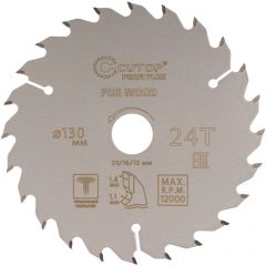 Диск пильный Cutop по дереву с тефлоновым покрытием 24Т, Profi plus 130х1,1/1,8х20/16/12 мм 75-13024Т