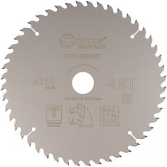 Диск пильный Cutop (Кутоп) по дереву с тефлоновым покрытием 48Т, Profi plus, 250х1,8/2,6х32/30/25,4/20 мм 75-25048Т