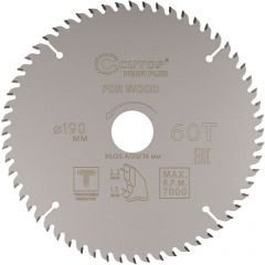 Диск пильный Cutop (Кутоп) по дереву с тефлоновым покрытием 60Т, Profi plus, 190х1,5/2,2х30/25,4/20/16 мм 75-19060Т