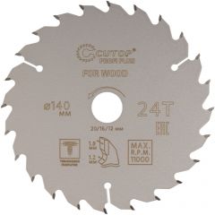 Диск пильный Cutop (Кутоп) по дереву с тефлоновым покрытием 24Т, Profi plus, 140х1,2/1,8х20/16/12 мм 75-14024Т