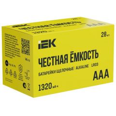 Элемент питания алкалиновый ИЭК AAA/LR03 Alkaline бокс (уп.28шт) IEK ABT-LR03-OP-B28