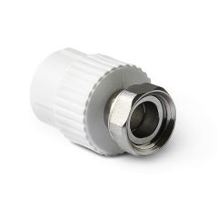 Муфта комбинированная с накидной гайкой Pro Aqua (Про Аква) PP-R Белая, D 32 мм х 1 дюйм PA29018