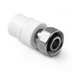 Муфта с накидной гайкой, евроконус Pro Aqua (Про Аква) PP-R Белая, D 20 мм x 3/4 дюйма PA75010P