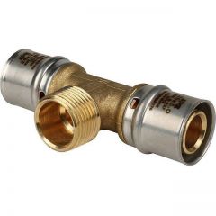 Тройник-переходник Stout (Стаут) с наружной резьбой для металлопластиковых труб прессовой 26х3/4х26 (SFP-0008-263426)