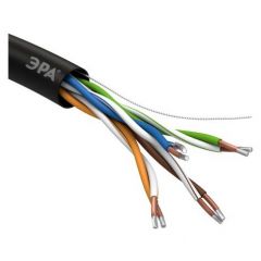 Кабель витая Эра пара U/UTP кат.5E 4х2х24AWG solid CCA PE Outdoor Simple чёрный (м) Б0044436 ERA
