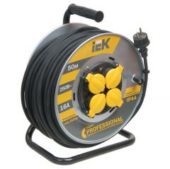 Удлинитель ИЭК на металлический катушке 4х50м с заземл. 16А IP44 Professional УК50 КГ 3х1.5 термозащита IEK WKP16-16-04-50-44