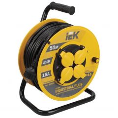 Удлинитель ИЭК на катушке 4х50м с заземл. 16А IP44 Industrial plus УК50 3х1.5 термозащита IEK WKP15-16-04-50-44