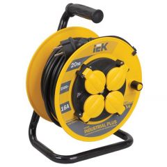Удлинитель ИЭК на катушке 4х20м с заземл. 16А IP44 Industrial plus УК20 3х1.5 термозащита IEK WKP15-16-04-20-44