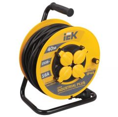 Удлинитель ИЭК на катушке 4х40м с заземл. 16А IP44 Industrial plus УК40 3х1.5 термозащита IEK WKP15-16-04-40-44
