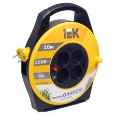 Удлинитель ИЭК на катушке 4х10м без заземл. 6А IP20 Garden УК10 2х0.75 термозащита IEK WKP23-06-04-10