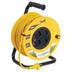 Удлинитель ИЭК на катушке 4х30м без заземл. 6А IP20 Garden УК30 2х0.75 термозащита IEK WKP23-06-04-30