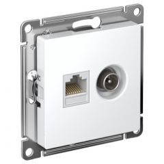 Розетка компьютерная Шнейдер Электрик + телевизионная 2-м СП AtlasDesign RJ45 кат.5E + TV механизм белый SE ATN000189 Schneider Electric