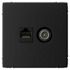 Розетка компьютерная Шнейдер Электрик + телевизионная 2-м СП ArtGallery RJ45 кат.5E + TV механизм карбон SE GAL001089 Schneider Electric