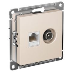 Розетка компьютерная Шнейдер Электрик + телевизионная 2-м СП AtlasDesign RJ45 кат.5E + TV механизм бежевый SE ATN000289 Schneider Electric