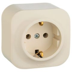 Розетка Легранд (Legrand) 1-м ОП Quteo 16 А IP20 2P+E с заземлением без защитных шторок слоновая кость 782241