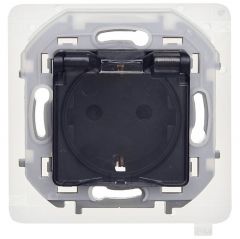 Розетка Легранд (Legrand) 1-м СП Inspiria 16 А IP44 250 В 2P+E с защитными шторками и крышкой, антрацит, скрытая установка