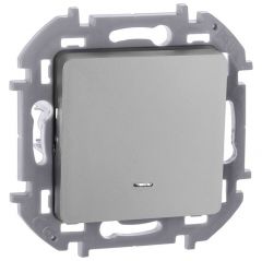 Выключатель Легранд (Legrand) 1-клавиша Inspiria 10 А IP20 250 В 10AX с подсветкой/индикацией механизм алюминий, скрытой установки, 673612
