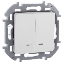 Выключатель Легранд (Legrand) 2-клавиши Inspiria 10 А IP20 250 В 10AX с подсветкой/индикацией механизм белый, скрытой установки, 673630