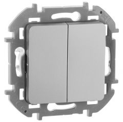 Выключатель Легранд (Legrand) 2-клавиши Inspiria 10 А IP20 250 В 10AX механизм алюминий, скрытой установки, 673622