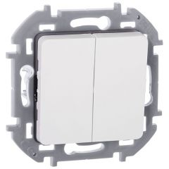 Выключатель Легранд (Legrand) 2-клавиши Inspiria 10 А IP20 250 В 10AX механизм белый, скрытой установки, 673620
