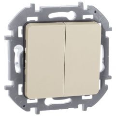 Выключатель Легранд (Legrand) 2-клавиши Inspiria 10 А IP20 250 В 10AX механизм слоновая кость, скрытой установки, 673621
