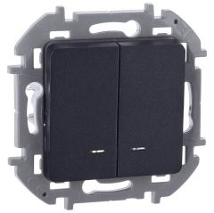 Выключатель Легранд (Legrand) 2-клавиши Inspiria 10 А IP20 250 В 10AX с подсветкой/индикацией механизм антрацит 673633