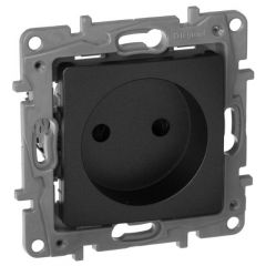 Розетка Легранд (Legrand) 1-м СП Etika 16 А IP31 250 В 2P без заземления антрацит, защитные шторки, скрытая установка