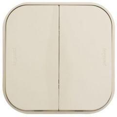 Переключатель проходной Легранд (Legrand) 2-клавиши Quteo 10 А IP20 250 В слоновая кость 782236