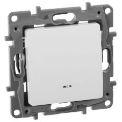 Переключатель Легранд (Legrand) 1-клавиша СП Etika Plus 10 А IP20 250 В 10AX с подсветкой безвинтовые зажимы механизм белый 672215