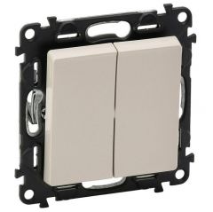 Выключатель Легранд (Legrand) 2-клавиши СП Valena Life 10 А IP20 250 В слоновой кости, скрытой установки, безвинтовые зажимы, 752505
