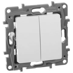 Выключатель Легранд (Legrand) 2-клавиши СП Etika 10 А IP20 250 В 10AX безвинтовые зажимы механизм белый 672202