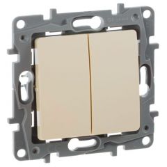 Выключатель Легранд (Legrand) 2-клавиши СП Etika 10 А IP20 250 В 10AX безвинтовые зажимы механизм слоновая кость 672302
