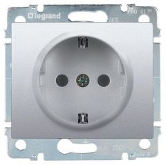 Розетка Легранд (Legrand) 1-м СП Galea Life 16 А IP20 2P+E с заземлением защитные шторки, алюминий, скрытая установка