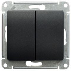Переключатель проходной Систем Электрик (Schneider Electric) 2-клавиши Glossa 10 А IP20 антрацит GSL000765