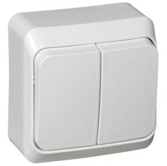 Выключатель Систем Электрик (Schneider Electric) 2-клавиши открытой установки Этюд 10 А IP20 белый BA10-002B