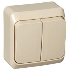Выключатель Систем Электрик (Schneider Electric) 2-клавиши открытой установки Этюд 10 А IP20 кремовый BA10-002K