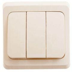 Выключатель Систем Электрик (Schneider Electric) 3-клавиши СП Этюд 10 А IP20 кремовый BC10-003K