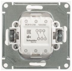 Переключатель проходной Систем Электрик (Schneider Electric) 2-клавиши СП W59 10 А IP20 10AX механизм белый VS610-256-1-86
