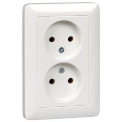 Розетка Систем Электрик (Schneider Electric) 2-м СП HIT 16 А IP21 250 В без заземления без шторок белая RS16-235-B