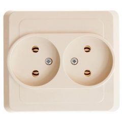 Розетка Систем Электрик (Schneider Electric) 2-м СП Этюд 16 А IP20 250 В без заземления без защитных шторок кремовая PC16-005K