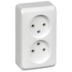 Розетка Систем Электрик (Schneider Electric) 2-м ОП Этюд 16 А IP20 250 В без заземления без защитных шторок белый PA16-005B