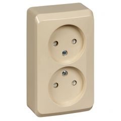 Розетка Систем Электрик (Schneider Electric) 2-м ОП Этюд 16 А IP20 250 В защитные шторки без заземления кремовая PA16-006K