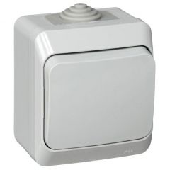 Выключатель Систем Электрик (Schneider Electric) 1-клавиша открытой установки Этюд 10 А IP44 10AX серый BA10-041C
