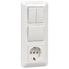 Блок Систем Электрик (Schneider Electric) СП Blanca/Прима (розетка с заземлением + 1-клавиша + 2-клавиши выклавиши) белый BK2VR-008A-BI