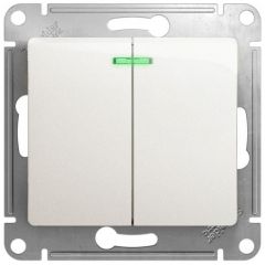Выключатель Систем Электрик (Schneider Electric) 2-клавиши СП Glossa 10 А IP20 с подсветкой механизм перламутр GSL000653