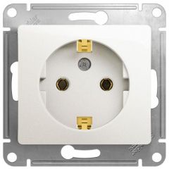 Розетка Систем Электрик (Schneider Electric) 1-м СП Glossa 16 А IP20 с заземляющим контактом перламутр GSL000643
