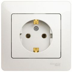 Розетка Систем Электрик (Schneider Electric) 1-м СП Glossa 16 А IP20 с заземлением в сборе перламутр GSL000642