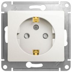 Розетка Систем Электрик (Schneider Electric) 1-м СП Glossa 16 А IP20 с заземлением защитные шторки механизм перламутр GSL000645